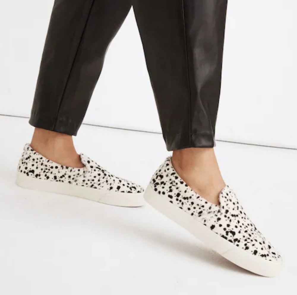 Madewell Sidewalk Slip-On Sneakers in Spatter-Painted Calf Hair Size 7